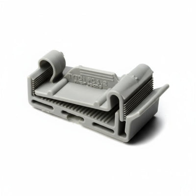HellermannTyton FC1.2AH4 Flat Ribbon Cable Clamp, Adhesive, 1.2'' Max Cable Width, 0.156" Hole Dia, PA66, Gray, 500/pkg