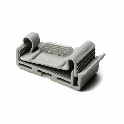 HellermannTyton FC1.2AK2 Flat Ribbon Cable Clamp, Adhesive, 1.2'' Max Cable Width, 0.156" Hole Dia, PA66, Gray, 50/pkg