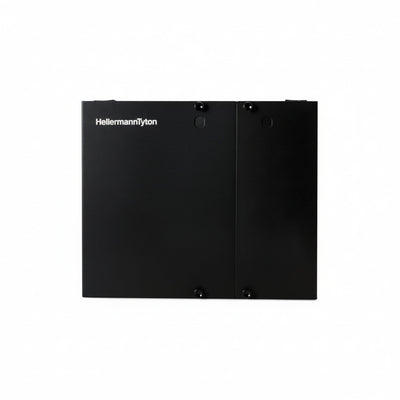 HellermannTyton FEWM12 Wall Mount Fiber Enclosure, Unloaded, accepts 2 Adapter Panels, 1 Splice Tray, Black, 1/pkg