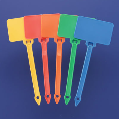6" 50lb Orange Nylon Cable Tie Blank Flag Identification Tag w/ 1-7/8" X 1-1/8" Flag. 100/Bag