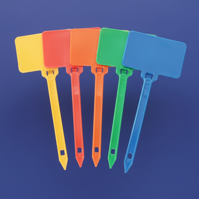 3" 50lb Orange Nylon Cable Tie Blank Flag Identification Tag w/ 1-7/8" X 1-1/8" Flag. 100/Bag