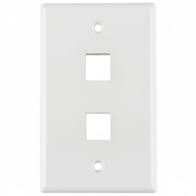 HellermannTyton FPDUAL-W Standard Single Gang 2 Port Faceplate, ABS 94V-0, White, 1/pkg