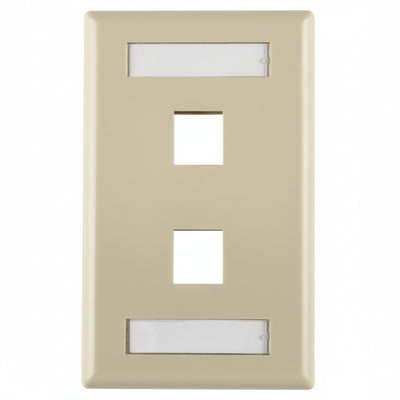 HellermannTyton FPIDUAL-I Single Gang 2 Port Faceplate With ID Windows, ABS 94V-0, Ivory, 1/pkg
