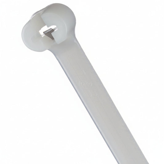 Thomas & Betts TY27MFR 13.2" 120lb Flame Retardant White Cable Tie with Stainless Steel Locking Device 500/Bag