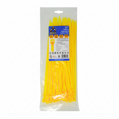 11" 50lb Yellow Cable Tie 100/bag