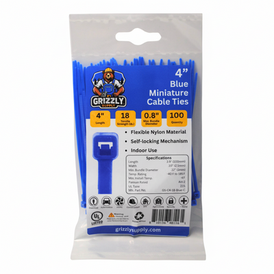 4" 18lb Blue Cable Tie 100/bag