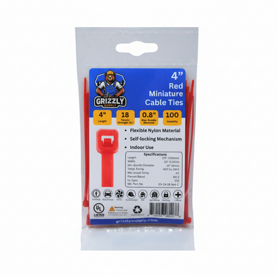 4" 18lb Red Cable Tie 100/bag