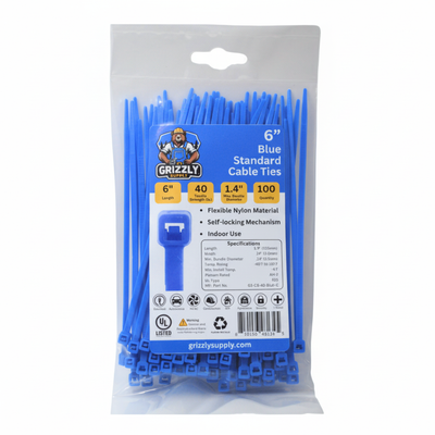 6" 40lb Blue Cable Tie 100/bag
