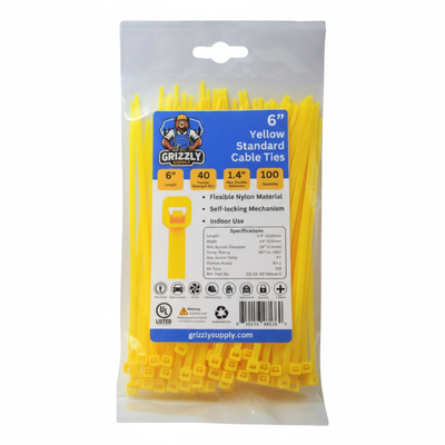 6" 40lb Yellow Cable Tie 100/bag