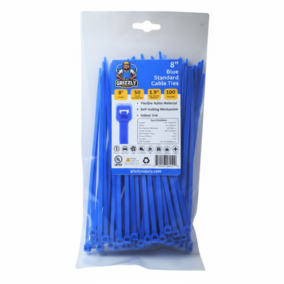 8" 50lb Blue Cable Tie 100/bag