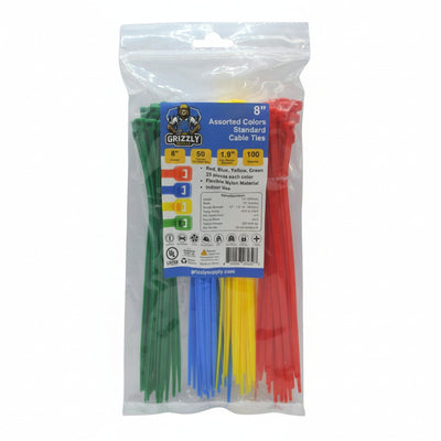 8" 50lb Assorted Color Cable Tie 100/bag