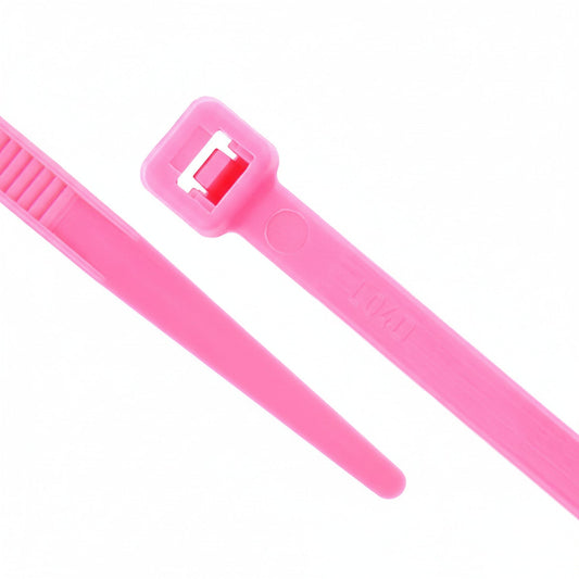 6" 40lb Fluorescent Pink Cable Tie 100/bag