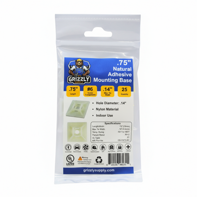 .75" Natural 4-Way Adhesive Cable Mounts 25/bag