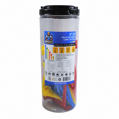 4", 8" Assorted Colors Cable Tie Tube 600/bag