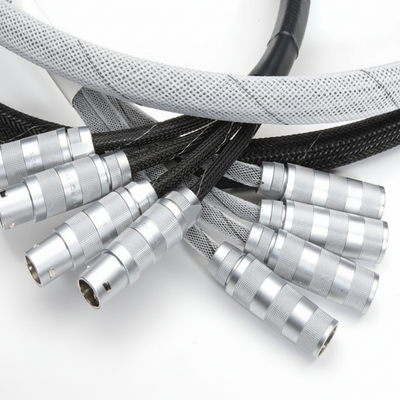1/4” Black w/ White Tracer Techflex Flexo Halar Braided Sleeving 200ft