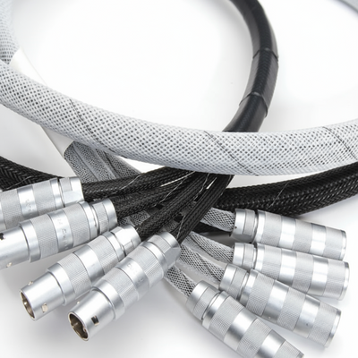 1/2” Black w/ White Tracer Techflex Flexo Halar Braided Sleeving 100ft