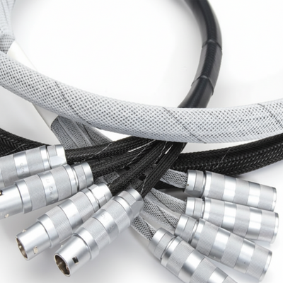 3/4” Black w/ White Tracer Techflex Flexo Halar Braided Sleeving 75ft