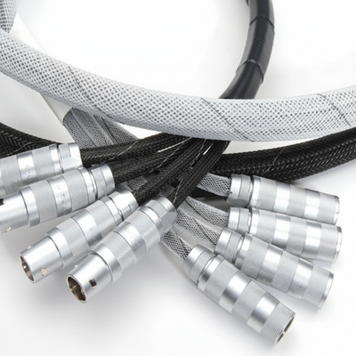 1” Black w/ White Tracer Techflex Flexo Halar Braided Sleeving 65ft