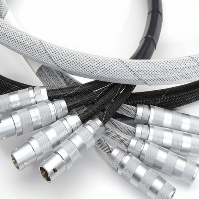 1 1/4” Black w/ White Tracer Techflex Flexo Halar Braided Sleeving 50ft