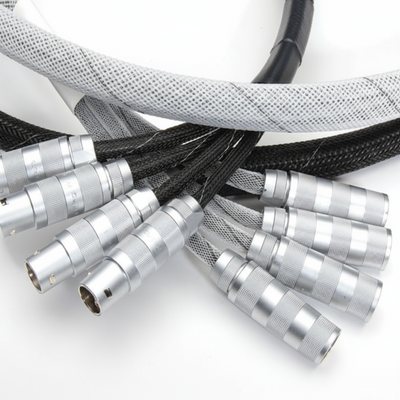 1 3/4” Black w/ White Tracer Techflex Flexo Halar Braided Sleeving 30ft