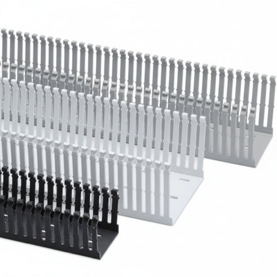 HellermannTyton 181-00599 High-Density Slotted-Wall Wiring Duct, 1" x 2", Non-Adhesive, PVC, Black, 120 ft/carton