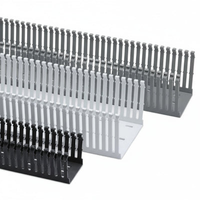 HellermannTyton 181-00616 High Density Slotted Wall Wiring Duct, 3" X 4", Non-Adhesive, PVC, Black, 120ft/Carton