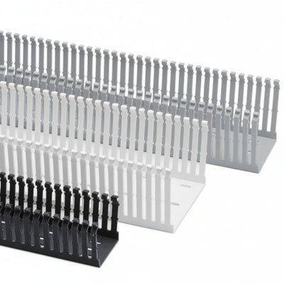 HellermannTyton 181-00617 High Density Slotted Wall Wiring Duct, 4" X 2", Non-Adhesive, PVC, Black, 120ft/Carton