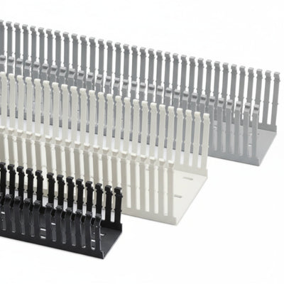 HellermannTyton 181-00666 High Density Slotted Wall Wiring Duct, 4" X 4", Adhesive, PVC, Black, 120ft/Carton