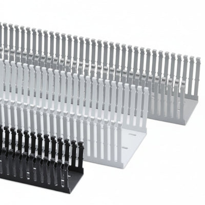 HellermannTyton 181-00668 High Density Slotted Wall Wiring Duct, 4" X 5", Adhesive, PVC, Black, 60ft/Carton