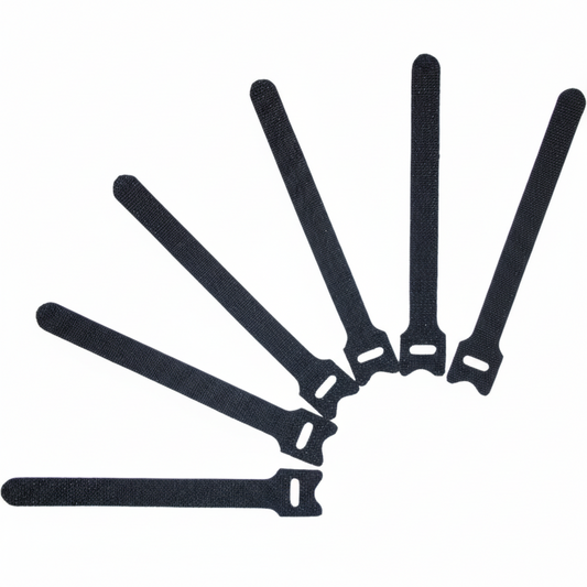 12" x 3/4" Hook and Loop Straps Black 100/bag