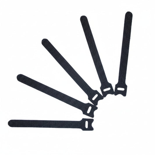 8" x 3/4" Hook and Loop Straps Black 100/bag