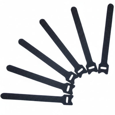 6" x 3/4" Hook and Loop Straps Black 100/bag