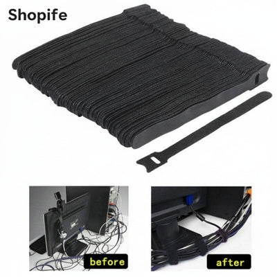 12" x 3/4" Hook and Loop Straps Black 100/bag
