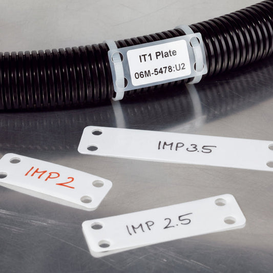 HellermannTyton IMP210C2 Identification Marker Plate, 2.0" x .75", Nylon, White, 100/pkg