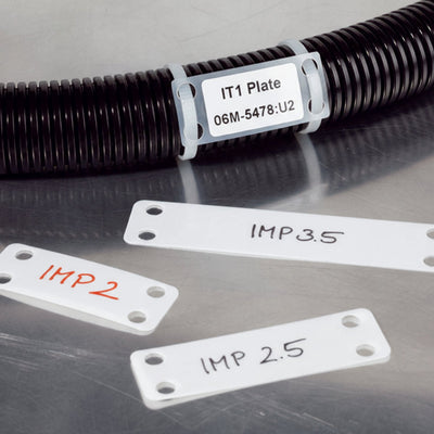 HellermannTyton IMP210C2 Identification Marker Plate, 2.0" x .75", Nylon, White, 100/pkg