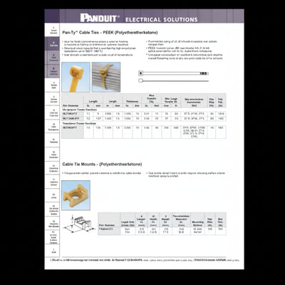 Panduit 6" 35lb PEEK Pan-Ty® Cable Ties – Polyetheretherketone  100/bag Part #PLT1.5M-C71