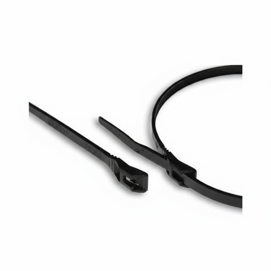 14" 50lb Black Low Profile/In-Line Cable Ties 50/bag