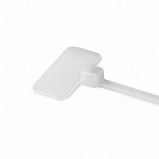 4" 18lb Natural Nylon Cable Tie Blank Flag Identification Flag. 100/Bag