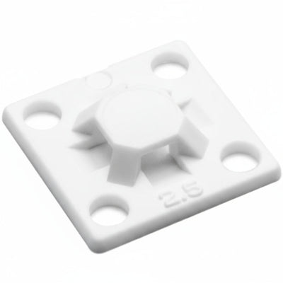 HellermannTyton MB2.510C2 Screw Mount Cable Tie Base, .63" x .63", .10" Max Tie Width, .11" Hole Dia, PA66, White, 100/pkg
