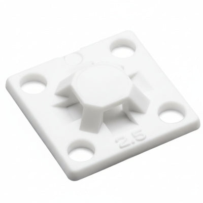 HellermannTyton MB2.510M4 Screw Mount Cable Tie Base, .63" x .63", .10" Max Tie Width, .11" Hole Dia, PA66, White, 1000/pkg