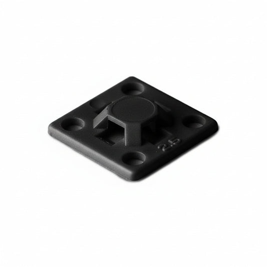 HellermannTyton MB2.5A0C2 Adhesive Cable Tie Mount, .63" x .63", .10" Max Tie Width, .11" Hole Dia, PA66/SR T50, Black, 100/pkg