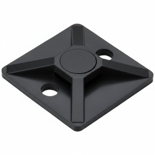 HellermannTyton MB30C2 Screw Mount Cable Tie Base, .75" x .75", .14" Max Tie Width, .12" Hole Dia, PA66, Black, 100/pkg