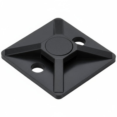 HellermannTyton MB30C2 Screw Mount Cable Tie Base, .75" x .75", .14" Max Tie Width, .12" Hole Dia, PA66, Black, 100/pkg