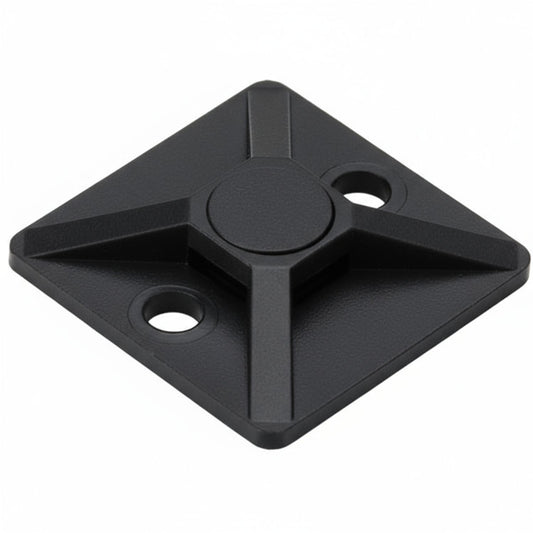 HellermannTyton MB30M4 Screw Mount Cable Tie Base, .75" x .75", .14" Max Tie Width, .12" Hole Dia, PA66, Black, 1000/pkg