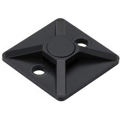 HellermannTyton MB30M4 Screw Mount Cable Tie Base, .75" x .75", .14" Max Tie Width, .12" Hole Dia, PA66, Black, 1000/pkg