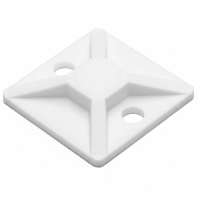 HellermannTyton MB310C2 Screw Mount Cable Tie Base, .75" x .75", .14" Max Tie Width, .12" Hole Dia, PA66, White, 100/pkg