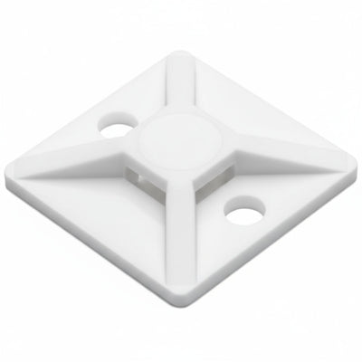 HellermannTyton MB310M4 Screw Mount Cable Tie Base, .75" x .75", .14" Max Tie Width, .12" Hole Dia, PA66, White, 1000/pkg