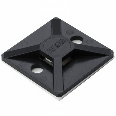 HellermannTyton MB3A0A2H4 Adhesive Cable Tie Mount, .75" x .75", .14" Max Tie Width, .12" Hole Dia, PA66/Acrylate, Black, 500/pkg