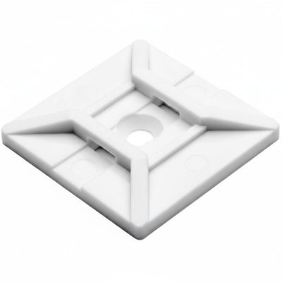 HellermannTyton MB4SH10C2 Screw Mount Cable Tie Base, 1.12" x 1.12", .18" Max Tie Width, .15" Hole Dia, PA66, White, 100/pkg