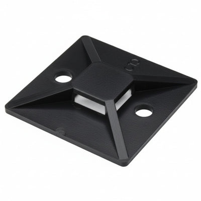 HellermannTyton MB50C2 Screw Mount Cable Tie Base, 1.49" x 1.49", .35" Max Tie Width, .19" Hole Dia, PA66, Black, 100/pkg